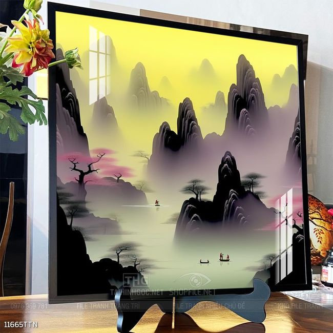 Tranh phong thủy phong cảnh thác nước thiên nhiên