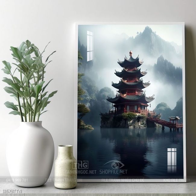 Tranh phong thủy phong cảnh thác nước thiên nhiên