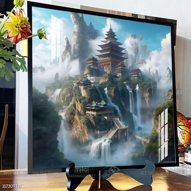 Tranh phong thủy phong cảnh thác nước thiên nhiên