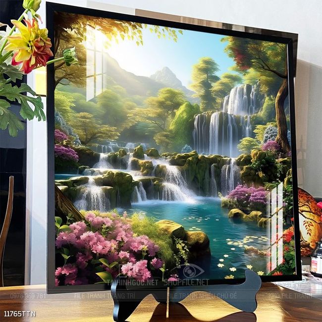 Tranh phong thủy phong cảnh thác nước thiên nhiên