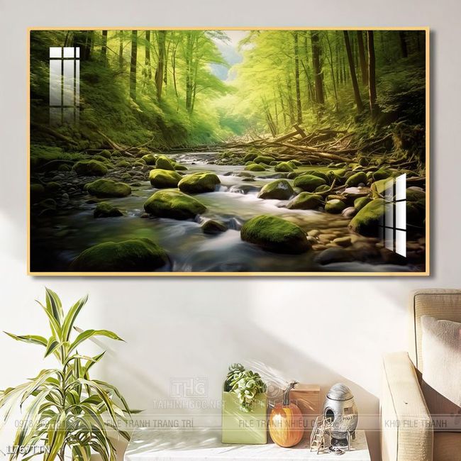 Tranh phon thủy sông, núi và mặt trời