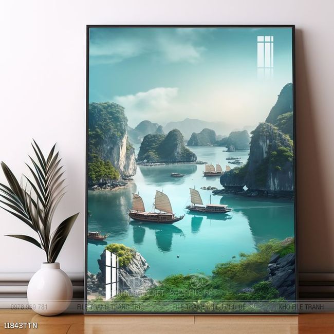 Tranh phong thủy phong cảnh thác nước thiên nhiên