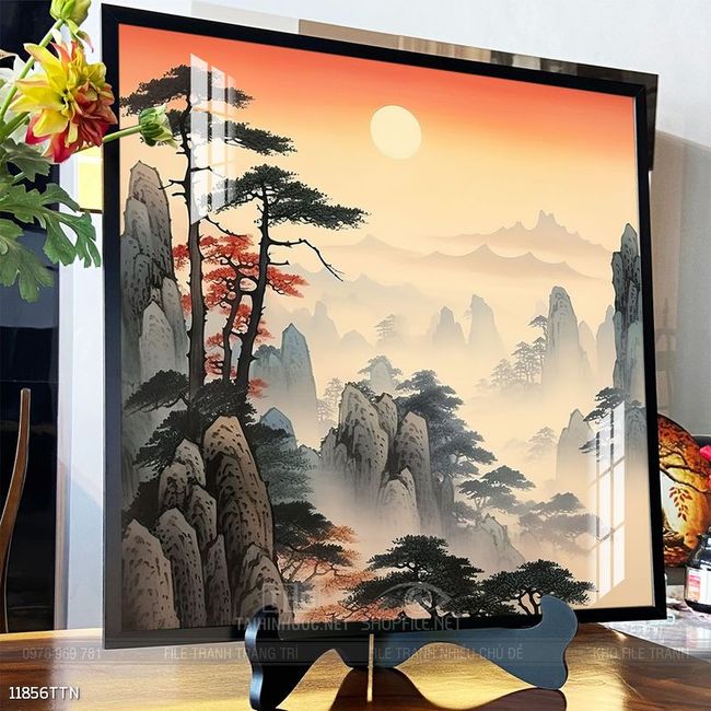 Tranh phong thủy phong cảnh thác nước thiên nhiên