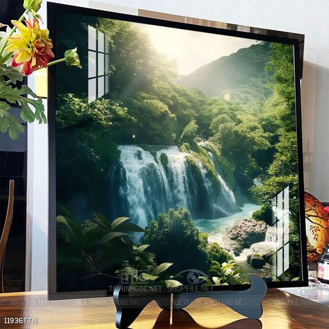 Tranh phon thủy sông, núi và mặt trời