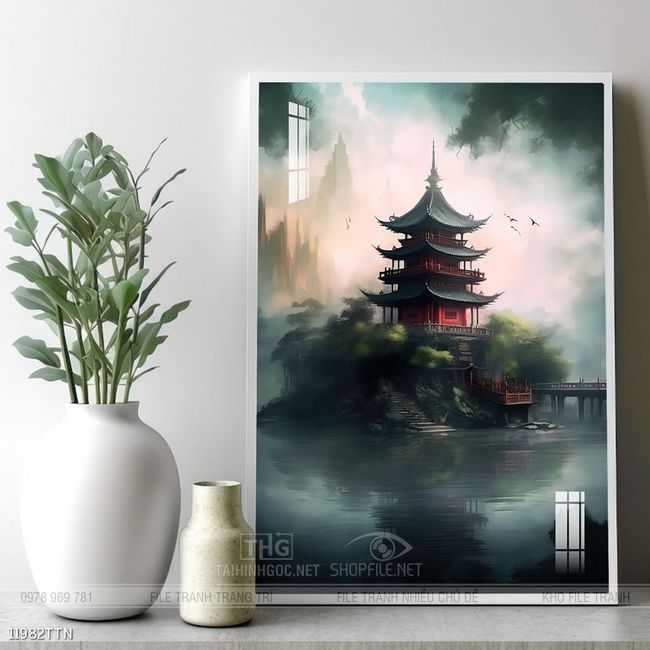 Tranh phong thủy nước non tuyệt đẹp