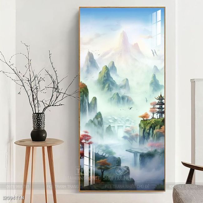 Tranh phong thủy phong cảnh thác nước thiên nhiên