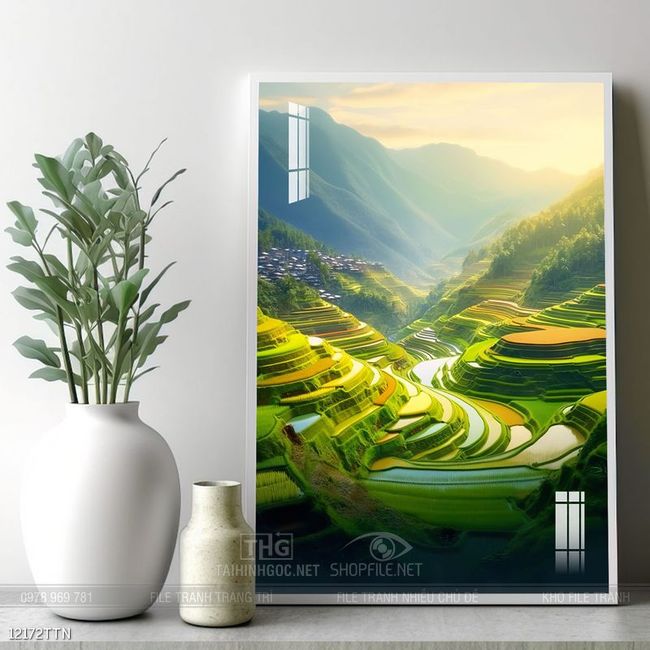 Tranh phong thủy phong cảnh thác nước thiên nhiên