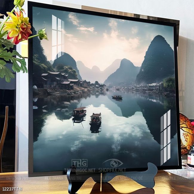 Tranh phong thủy phong cảnh thác nước thiên nhiên