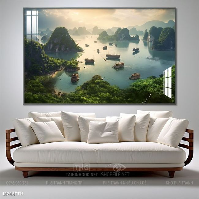 Tranh phong thủy phong cảnh thác nước thiên nhiên