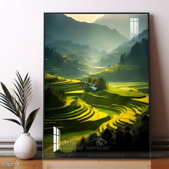 Tranh phong thủy phong cảnh thác nước thiên nhiên