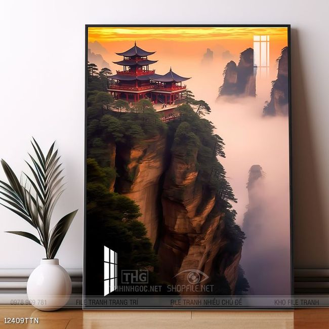 Tranh phong thủy phong cảnh thác nước thiên nhiên