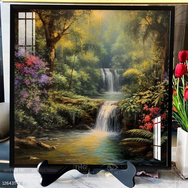 Tranh phong thủy phong cảnh thác nước thiên nhiên