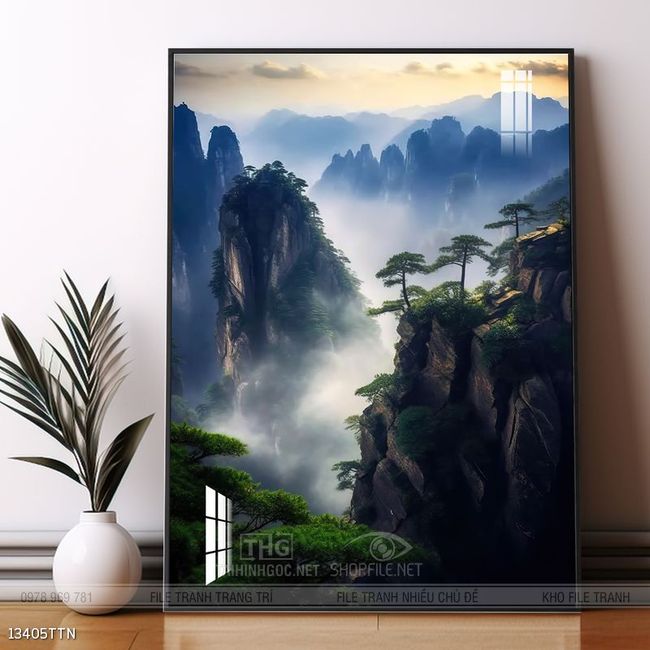 Tranh phong thủy phong cảnh thác nước thiên nhiên