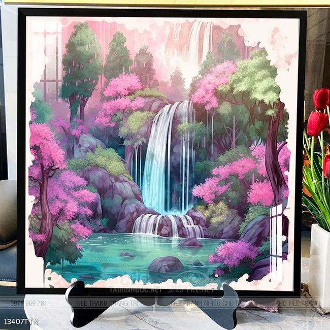 Tranh phon thủy sông, núi và mặt trời