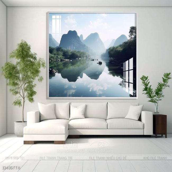Tranh phong thủy phong cảnh thác nước thiên nhiên