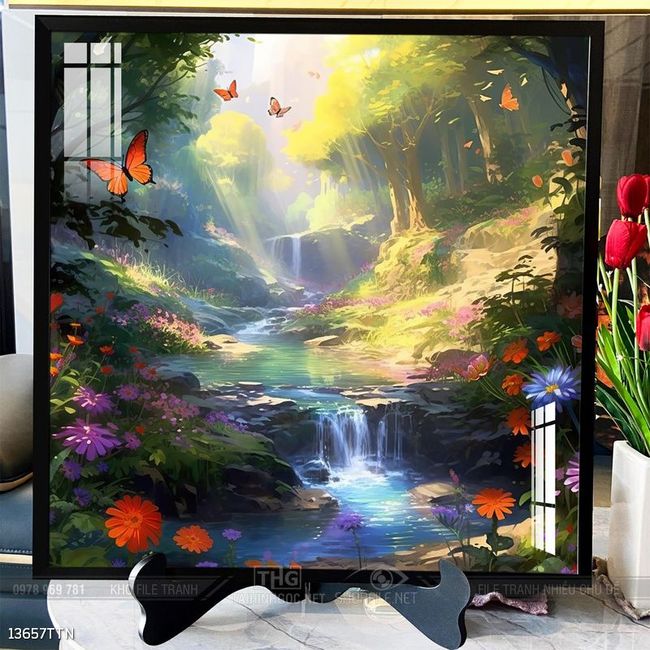 Tranh phong thủy phong cảnh thác nước thiên nhiên