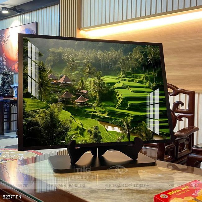 Tranh phon thủy sông, núi và mặt trời