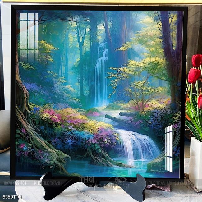 Tranh phon thủy sông, núi và mặt trời