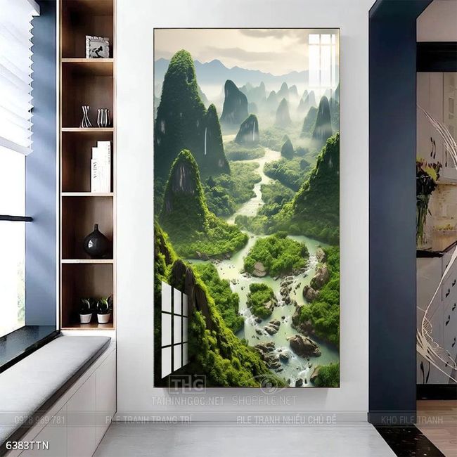 Tranh phong thủy nước non tuyệt đẹp
