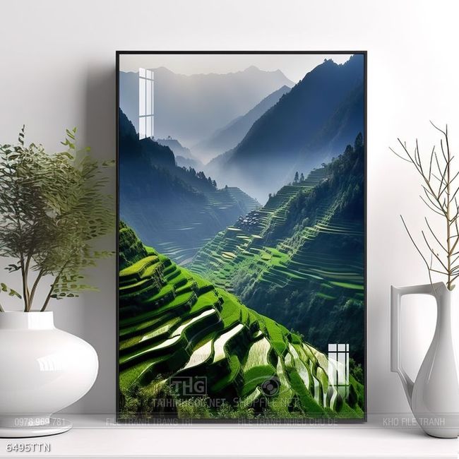 Tranh phong thủy phong cảnh thác nước thiên nhiên