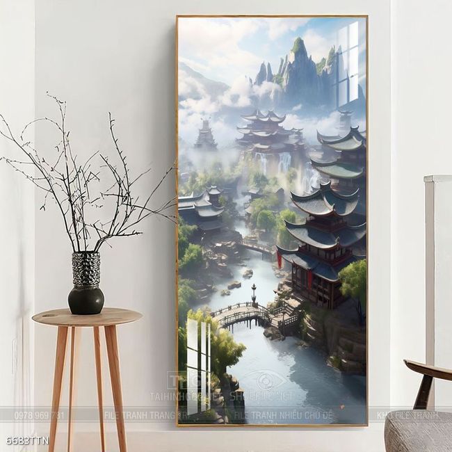 Tranh phong thủy nước non tuyệt đẹp