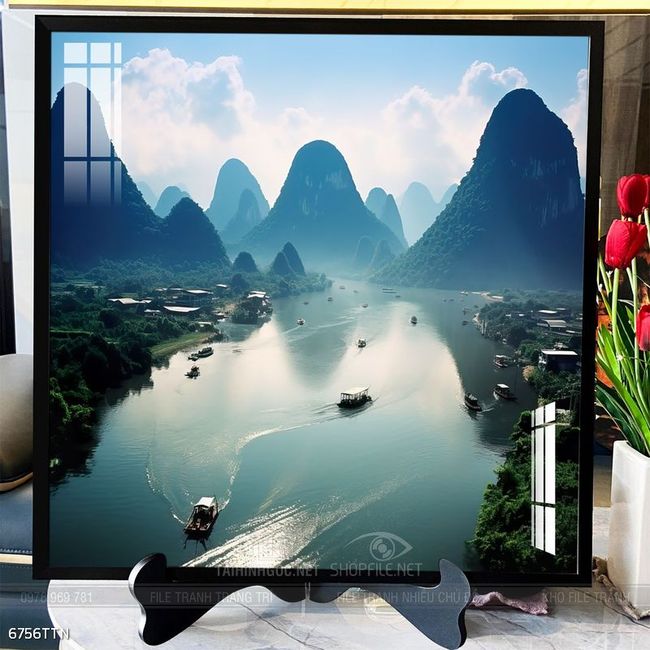 Tranh phong thủy phong cảnh thác nước thiên nhiên