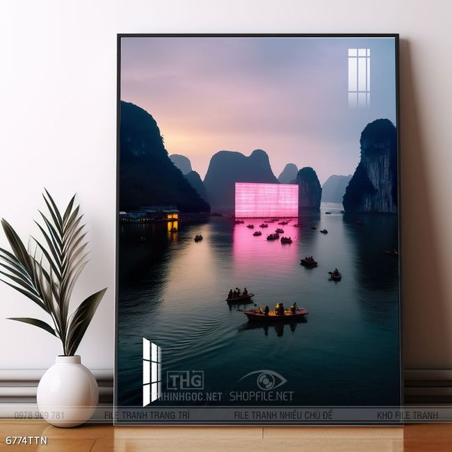 Tranh phong thủy nước non tuyệt đẹp
