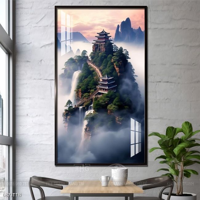 Tranh phong thủy phong cảnh thác nước thiên nhiên