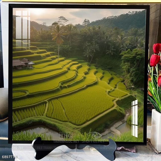 Tranh phon thủy sông, núi và mặt trời