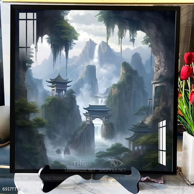 Tranh phong thủy nước non tuyệt đẹp