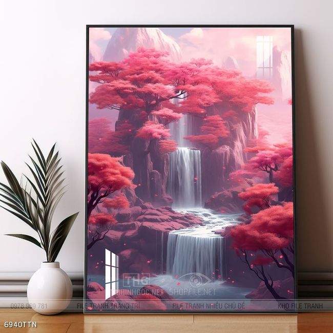 Tranh phon thủy sông, núi và mặt trời