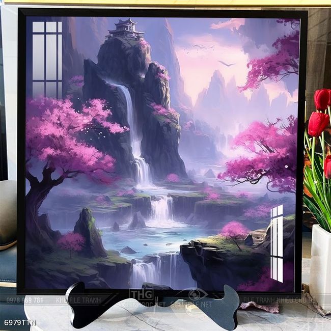 Tranh phon thủy sông, núi và mặt trời