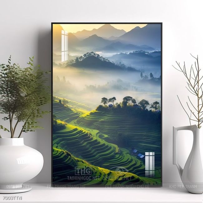 Tranh phong thủy phong cảnh thác nước thiên nhiên