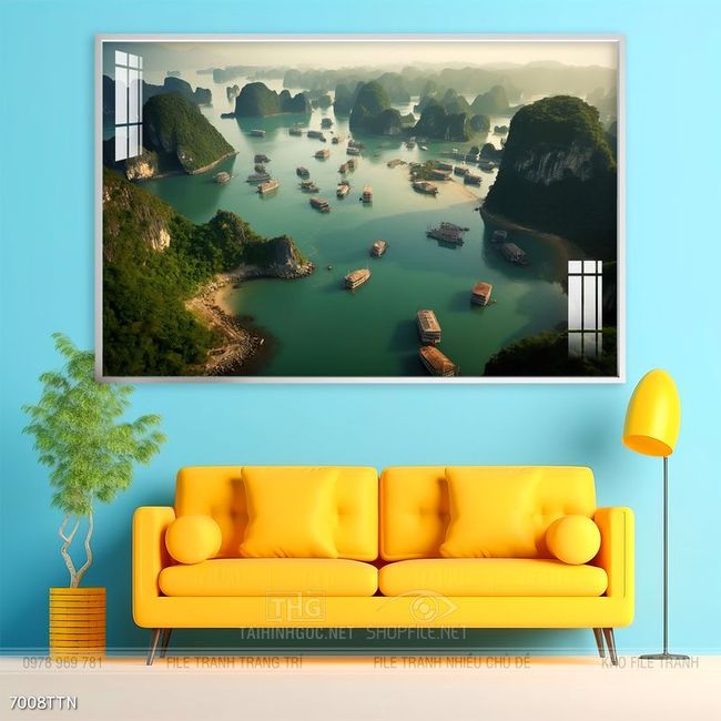 Tranh phong thủy nước non tuyệt đẹp