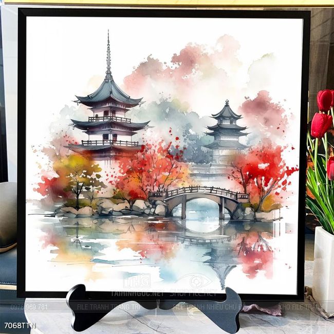 Tranh phong thủy phong cảnh thác nước thiên nhiên