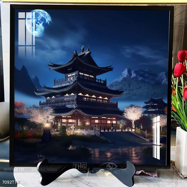 Tranh phon thủy sông, núi và mặt trời