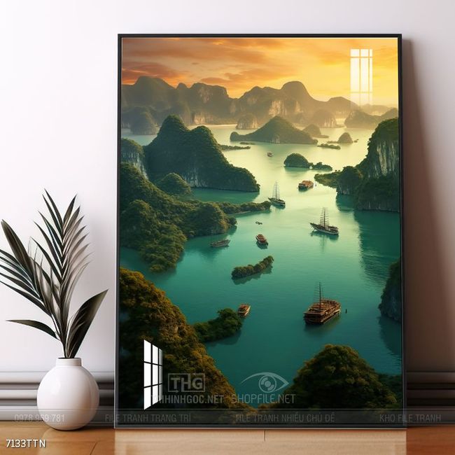 Tranh phong thủy phong cảnh thác nước thiên nhiên