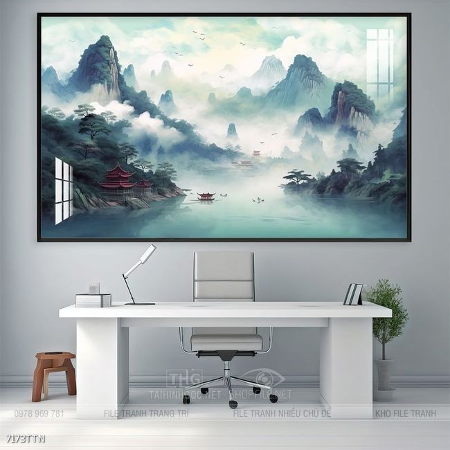 Tranh phong thủy nước non tuyệt đẹp