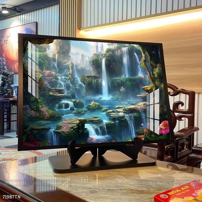 Tranh phong thủy phong cảnh thác nước thiên nhiên