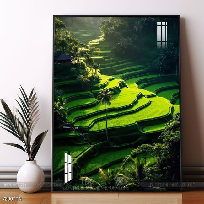 Tranh phon thủy sông, núi và mặt trời
