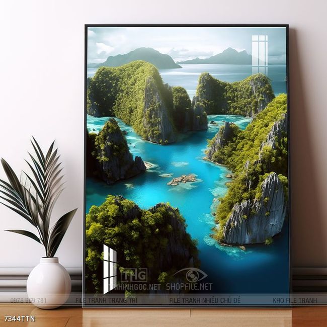 Tranh phong thủy phong cảnh thác nước thiên nhiên