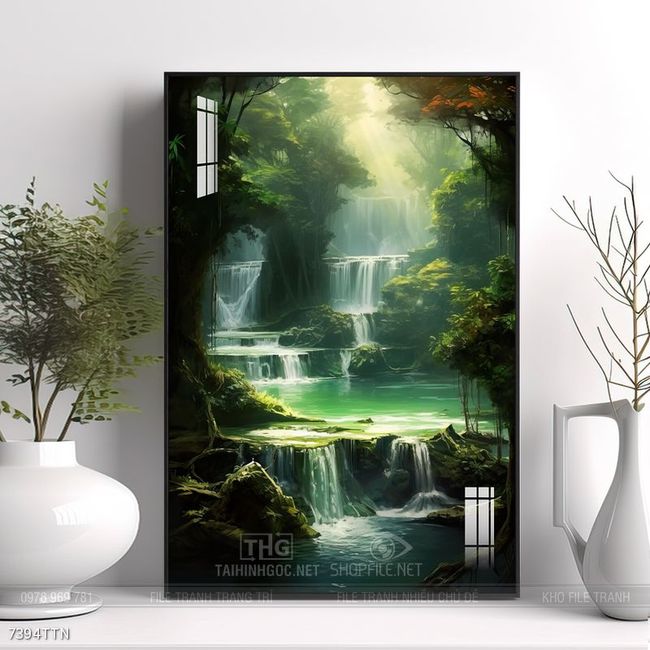 Tranh phon thủy sông, núi và mặt trời