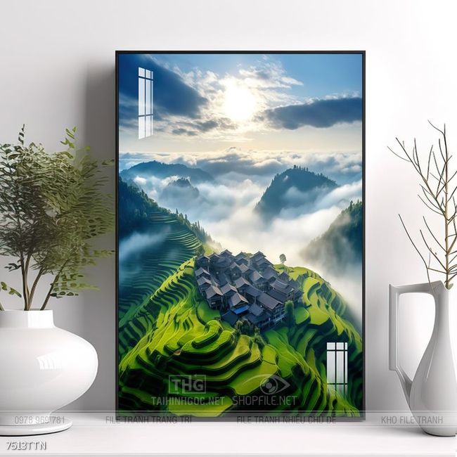 Tranh phong thủy phong cảnh thác nước thiên nhiên