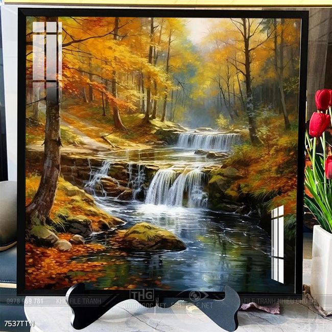 Tranh phon thủy sông, núi và mặt trời