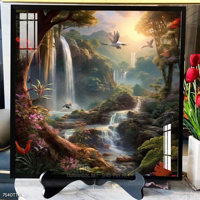 Tranh phong thủy nước non tuyệt đẹp