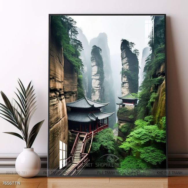 Tranh phong thủy phong cảnh thác nước thiên nhiên