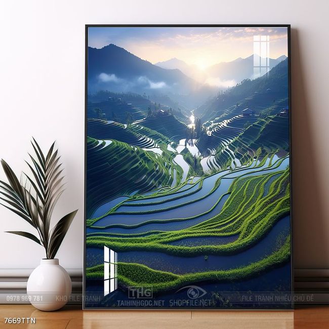 Tranh phong thủy phong cảnh thác nước thiên nhiên