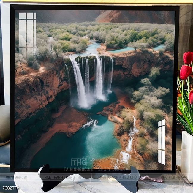 Tranh phong thủy phong cảnh thác nước thiên nhiên