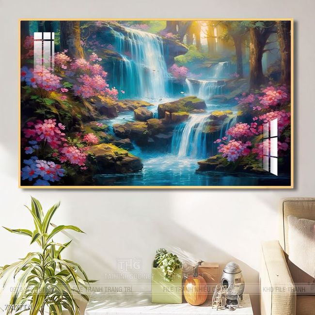 Tranh phong thủy phong cảnh thác nước thiên nhiên