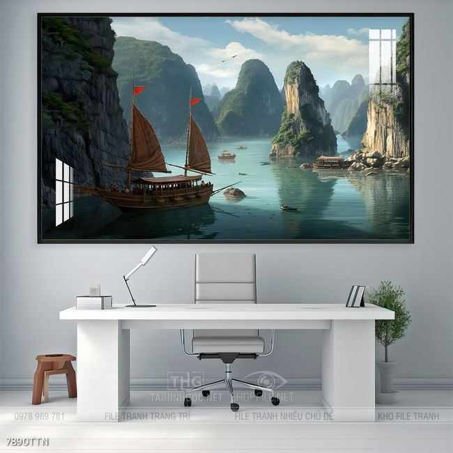 Tranh phong thủy phong cảnh thác nước thiên nhiên